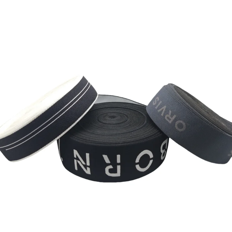 Textile Accessories Custom Logo Pattern Nylon Polyester Jacquard Webbing Elastic Band for Men Underwear Bra Headband
