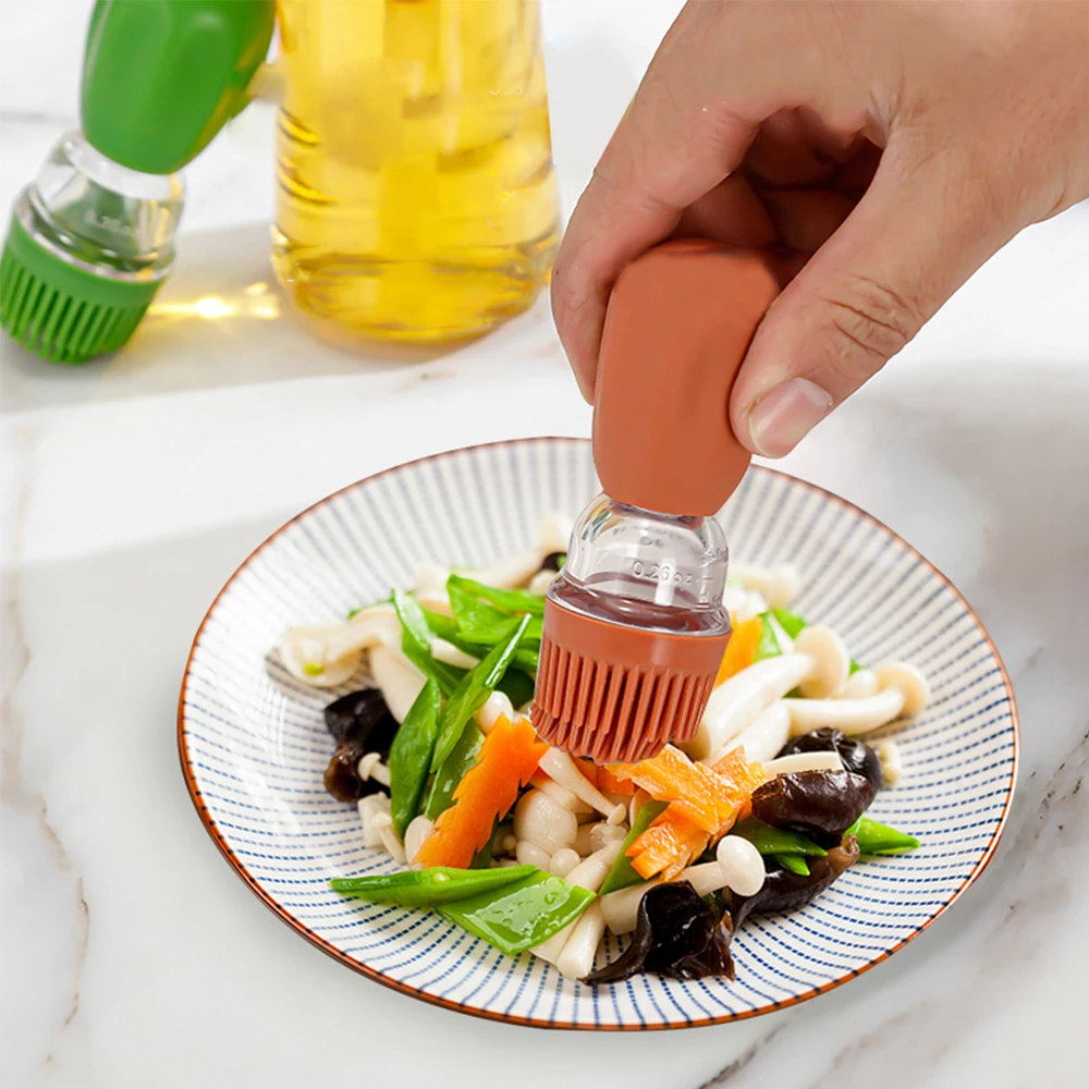 Factory Wholesale Cooking Tools Kitchen Olive Glass Oil Bottle With Silicone Oil Brush Dropper for Kitchen BBQ