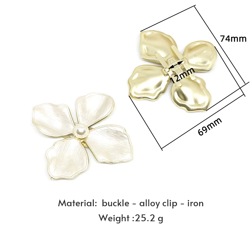 Fashion Bling Metal Pearl Shoe Part Clip square Heel Accessories Rhinestone Crystal Decoration