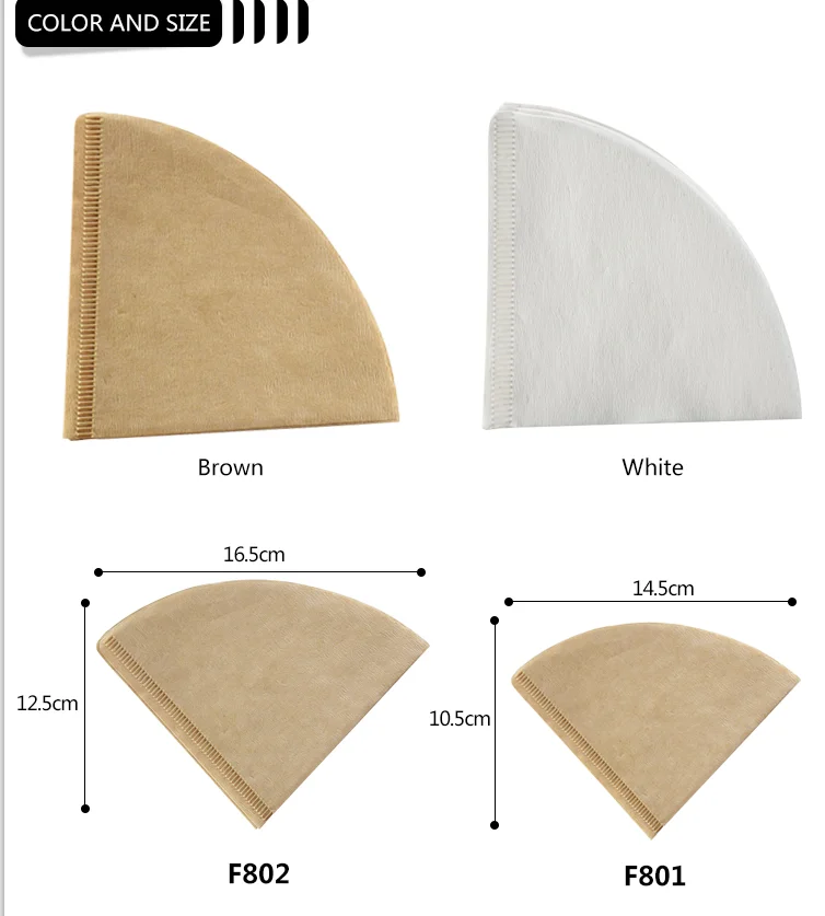 New Model Customized Make Filter Paper Coffee V2 Paper Filter Drip Paper Cone Shape Coffee Tools