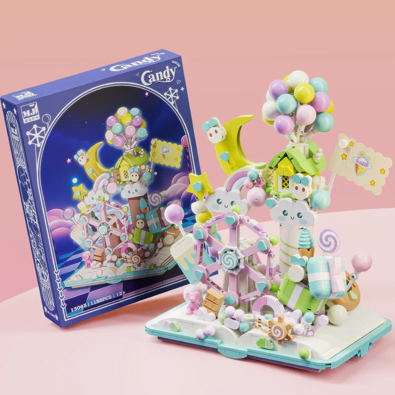 MJ13065 Creative Ferris Wheel Candy House Building Set Dessert Dream Castle Series Building Blocks for Children Christmas Gifts