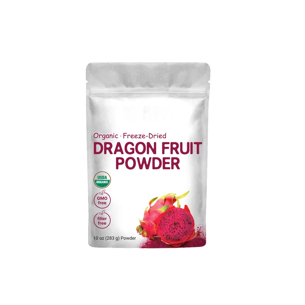 Organic Freeze-Dried Dragon Fruit Powder (Pink Pitaya/Pitahaya) Perfect for Shakes Baking & Smoothie Non-GMO Vegan Friendly