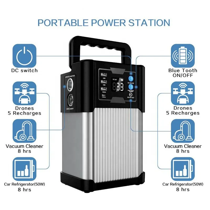 Hot Sell 300w Off-grid Generator Led Light Wireless Charger Solar Charging Portable Power Banks Power Station With Solar Panel