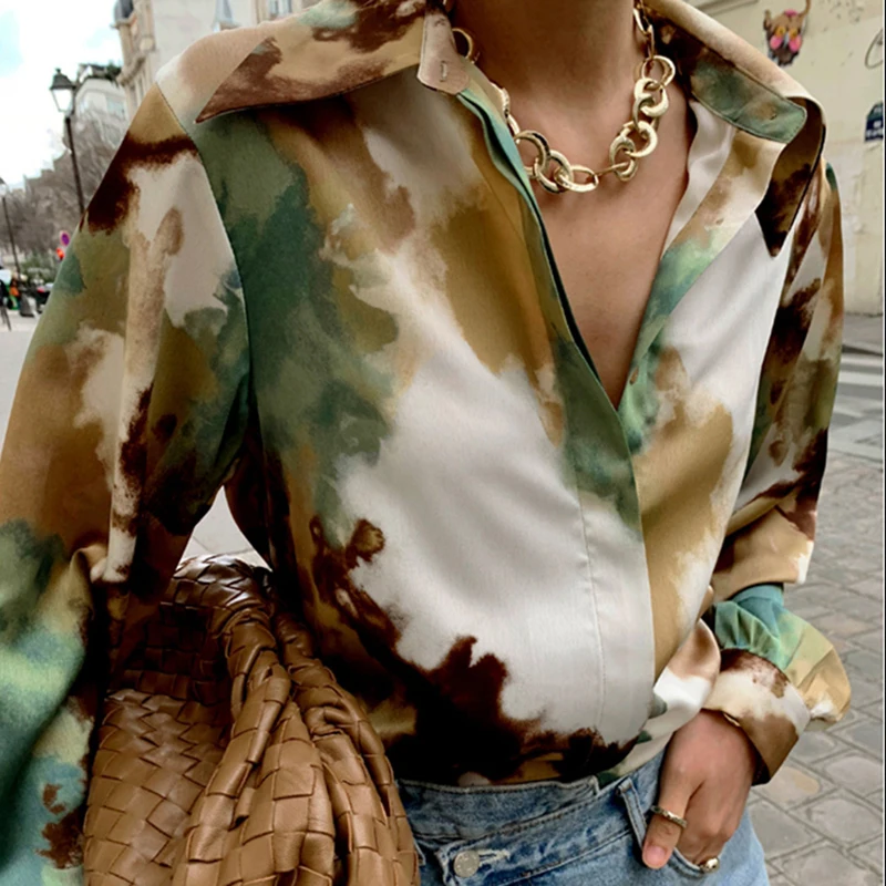 ANSZKTN Lapel Collar Long Sleeve Slim Fit Casual Shirts Top Female 2021 Spring