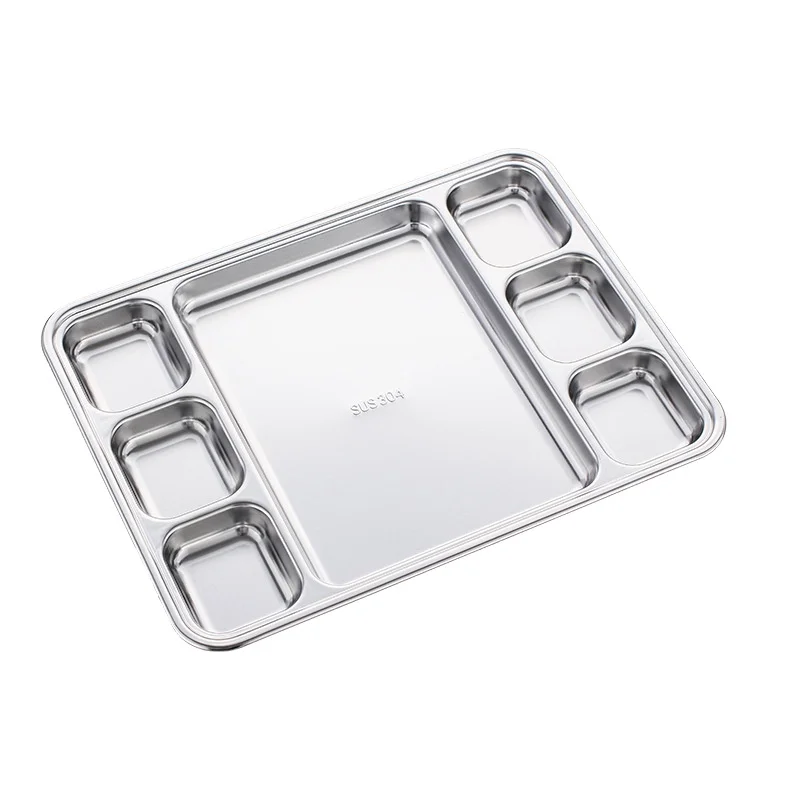 Stainless steel 304 divided fast food canteen Korean seasoning tray