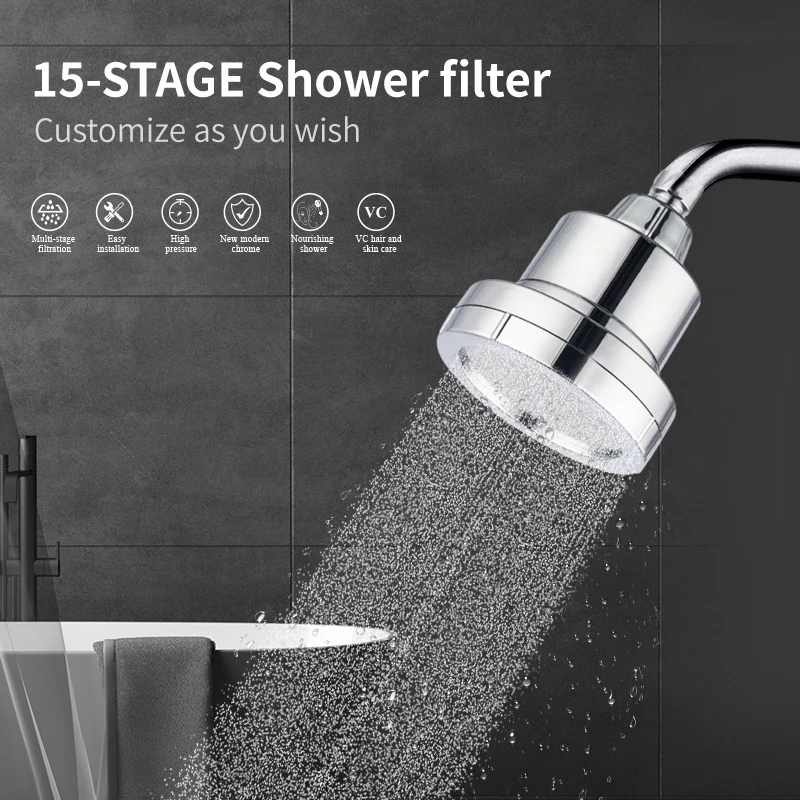 Brand OEM factory shower head custom filter vitamin c,calcium sulfite,KDF for heard water