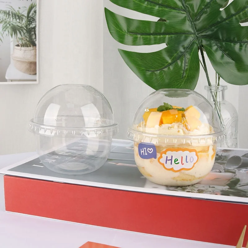 250ml Mousse Cake Pudding Cup Ice Cream Disposable U-shaped PET Plastic cup