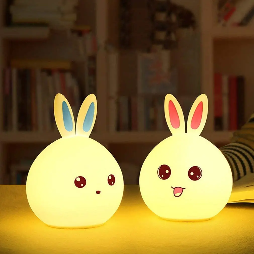 
Silicone Night Light Children Bedside Lamp USB Charging Rabbit Touch Sensor Tap Control NightLight for Baby Kids Gift  (62567784165)