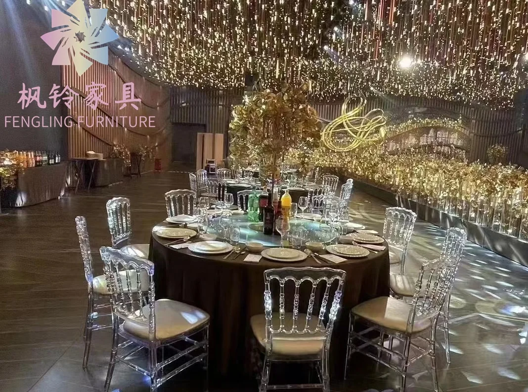 High Quality Clear Acrylic Wedding Banquet Hotel Chair Fabric Or PU Cover Cushion ZD001