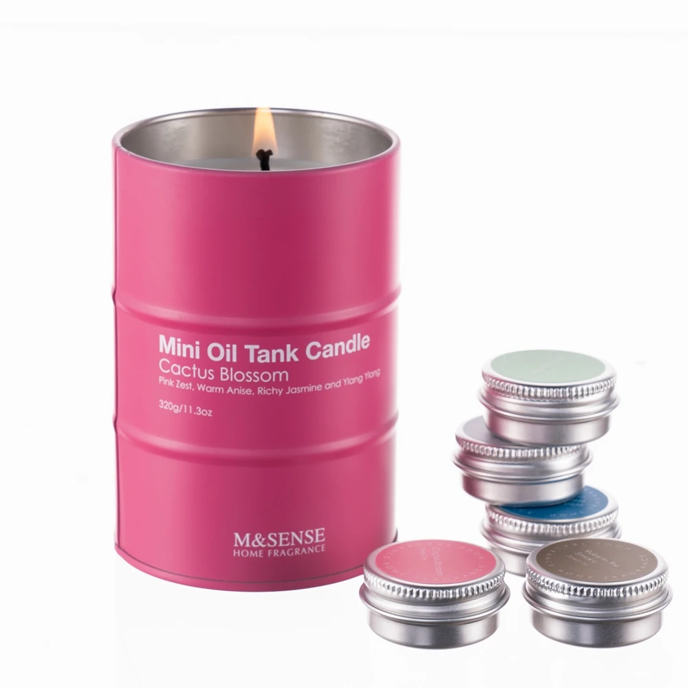 Custom 320g Mini Oil Tank Jar Organic Soy Luxury Fragrance Scented Candles