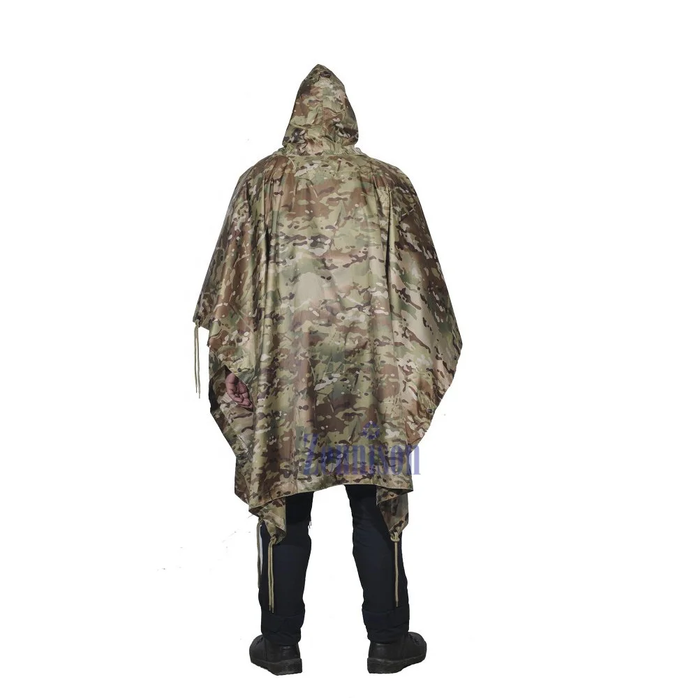 Zennison Waterproof Raincoat Ripstop Tactical Outdoor Use Rain Cover Multifunction Poncho