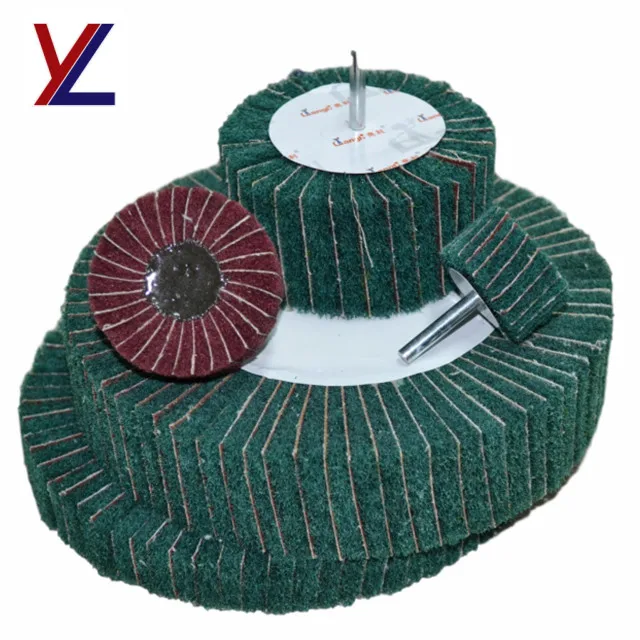 8 inch interleaf surface deburring/cleaning flap wheel with sand paper.