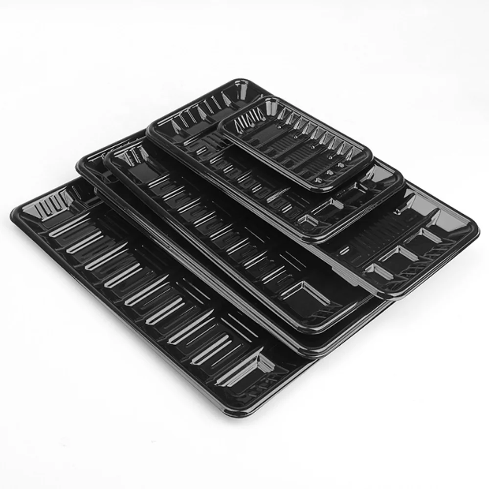 
Plastic for black RPET/PET disposable pork fresh biodegradable custom size vegetable tray 