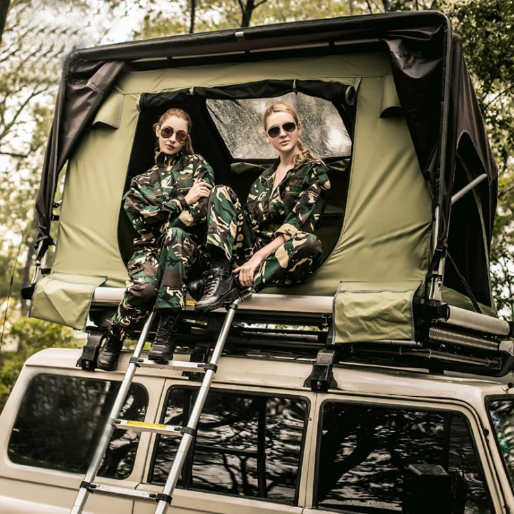 2 person self-driving tour tent hydraulic pole soft shell manual car roof tent outdoor camping car tent