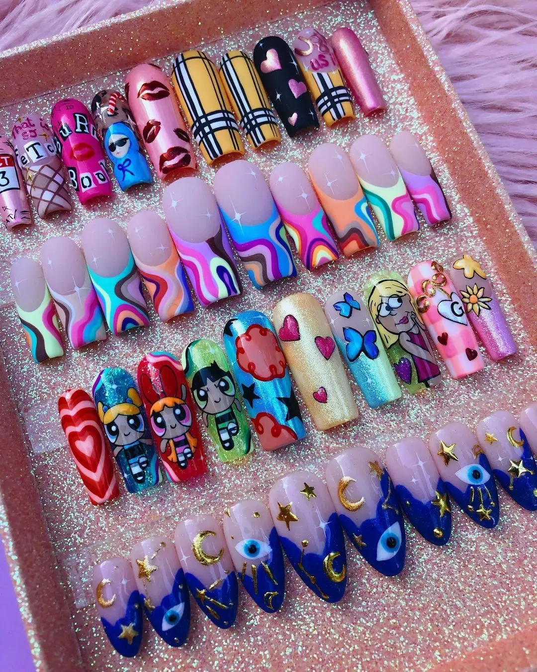 Wholesale 3D Nail Art Pre Design Bride False Nails Tips Back Glue Press On Nail Tips Artificial Fingernails with custom box