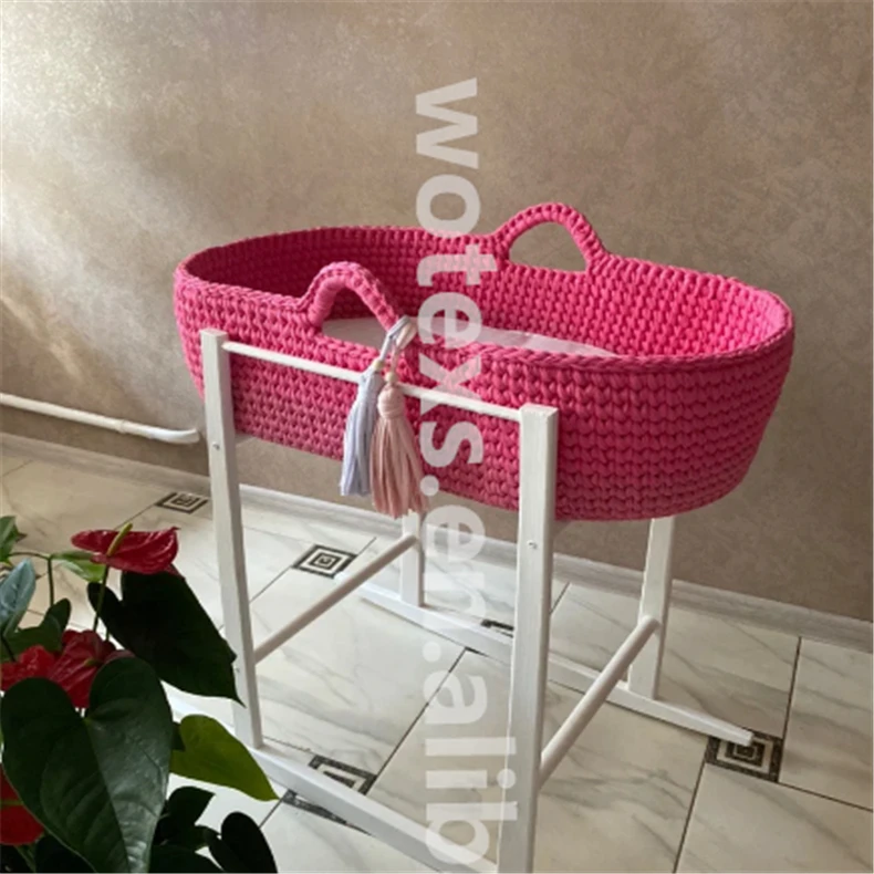 BB010 Custom design  Moses pink basket for a newborn Handmade baby cradle Newborn crochet lounger baby baskets