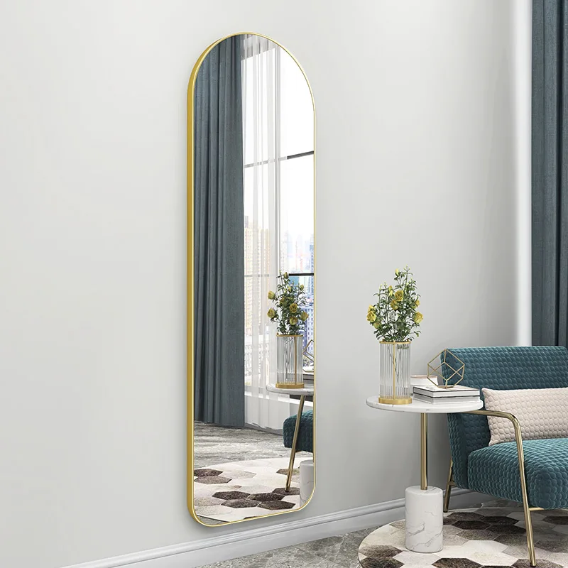 large Metal frame customized black arch full length floor framed mirror