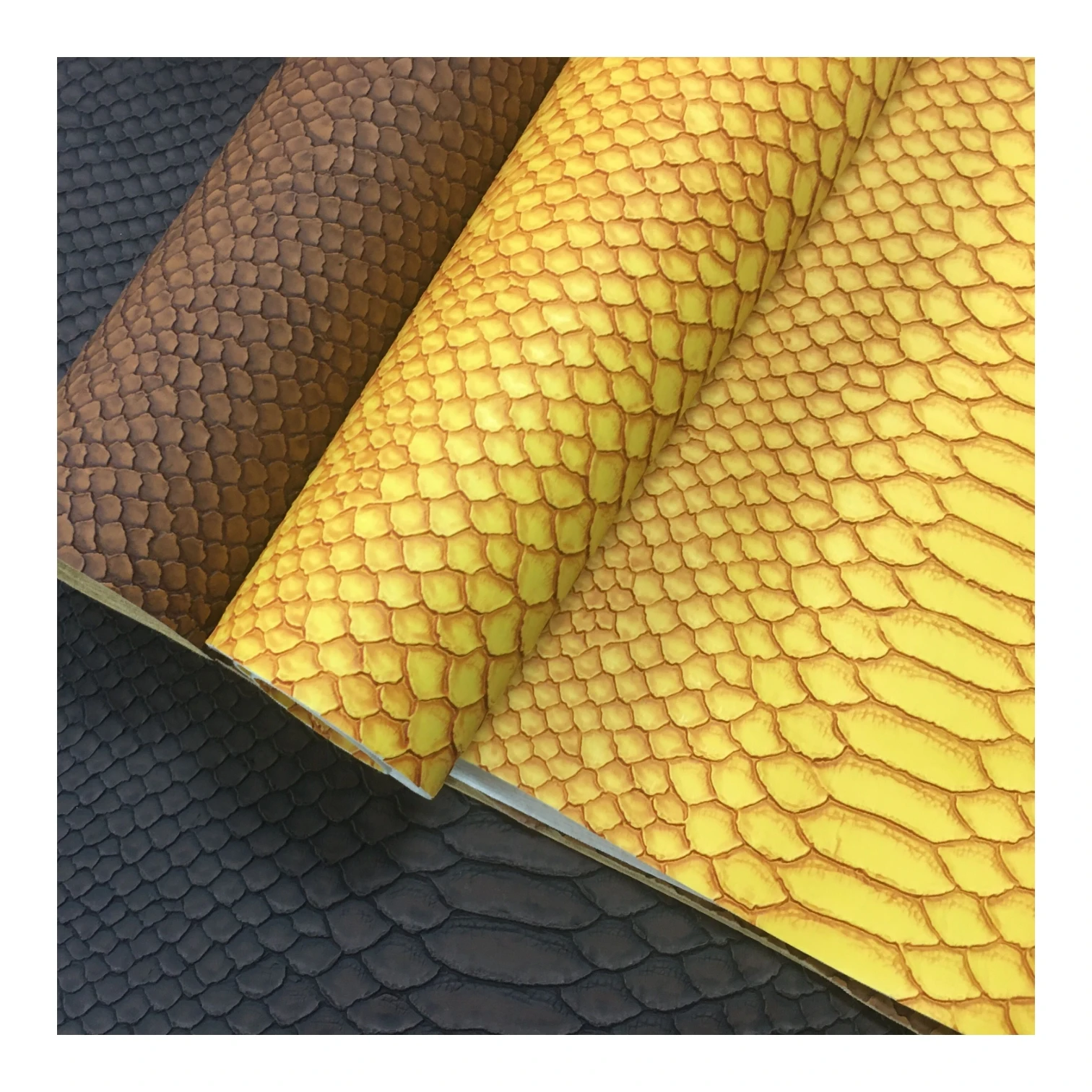 Factory high quality wax semi faux PU crocodile skin leather for sofa