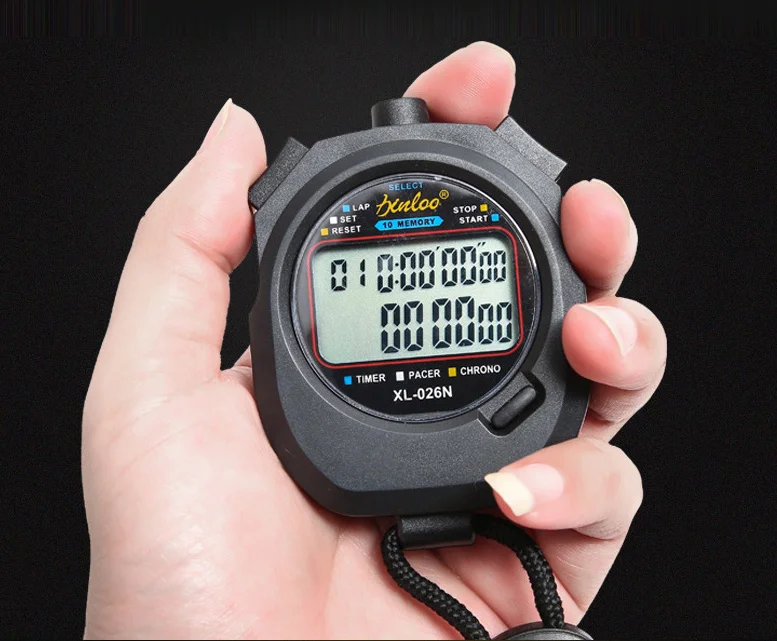 Электронный Секундомер, студенческие спортивные часы для экзамена, соревнований, десять треков, Беговые Спортивные часы для тренера