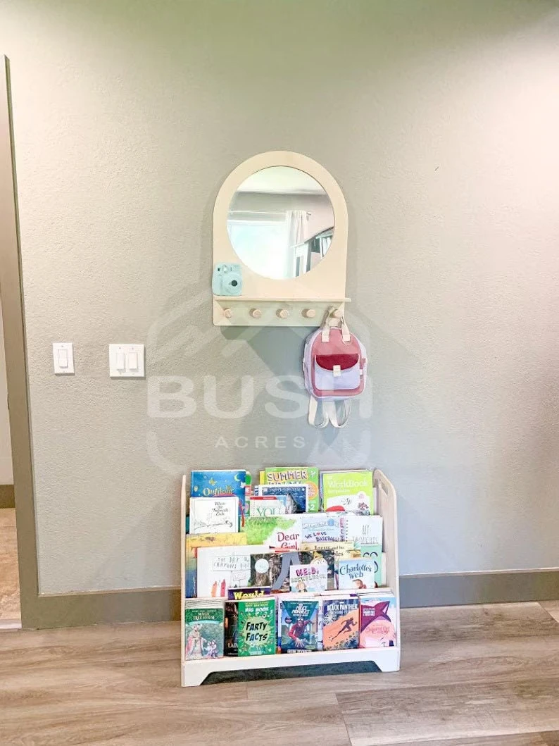 202406 Toddler Mirror Kids Room Decor Montessori Shelf Kids Entryway Toddler Weaning  Toddler Self Care Montessori Entry Mirror