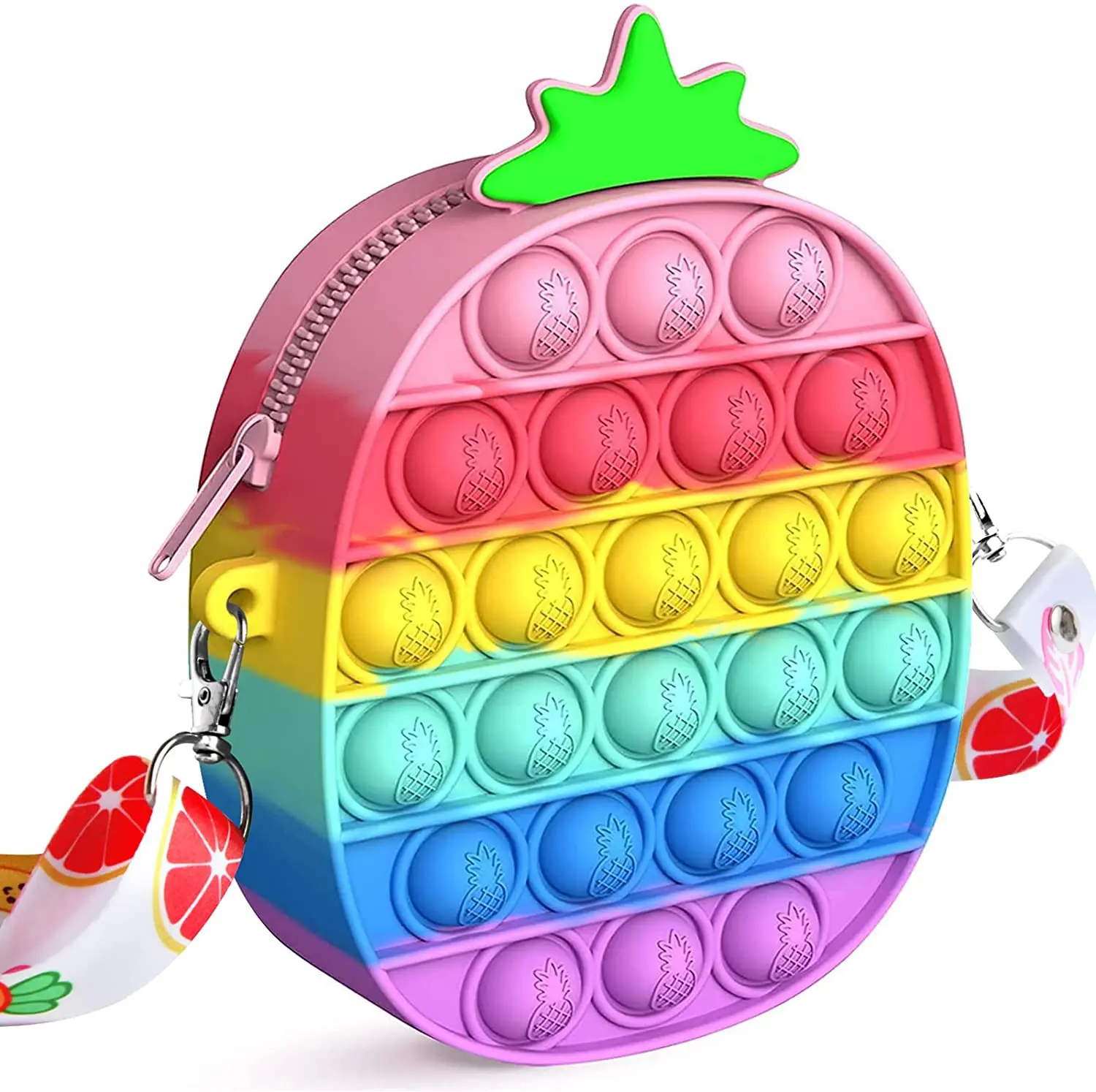 Pineapple Pops Coin Purse Sling Crossbody Shoulder Bag Purse Zipper Rainbow Push Pops Fidget Toys Bags Hand Bag