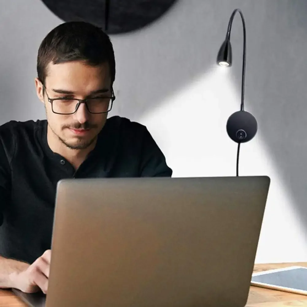 Eye Protection Wall Lamp 360 Degree Rotation LED Gooseneck Tube Spotlight Sconces Study Reading Wall Mounted Switch Lamp