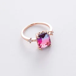 Wholesale Fashion Elegant Micro-inlaid Crystal Colorful Zircon Heart Flower Shaped Ring