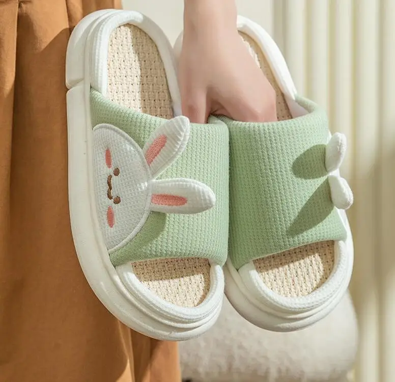 New Unisex Winter Hotel Man And Woman Cotton Fabric Sliders Lady And Men Family Home Flax Material Soft Indoor Slippers