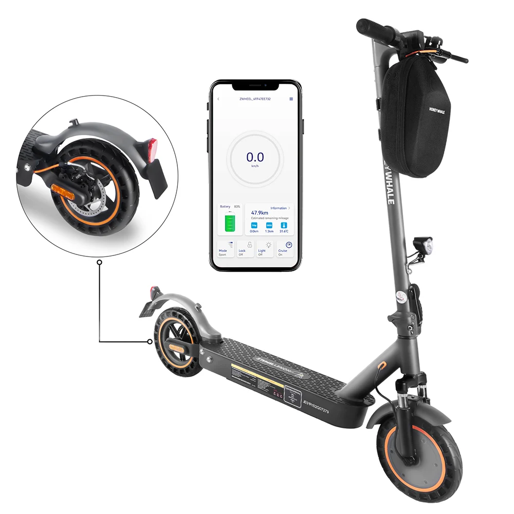 Popular 500W 36V 10Ah 10inch 20km/h HONEY WHALE E9 MAX Electric Scooter White Mechanical Brake And Electronic Brake
