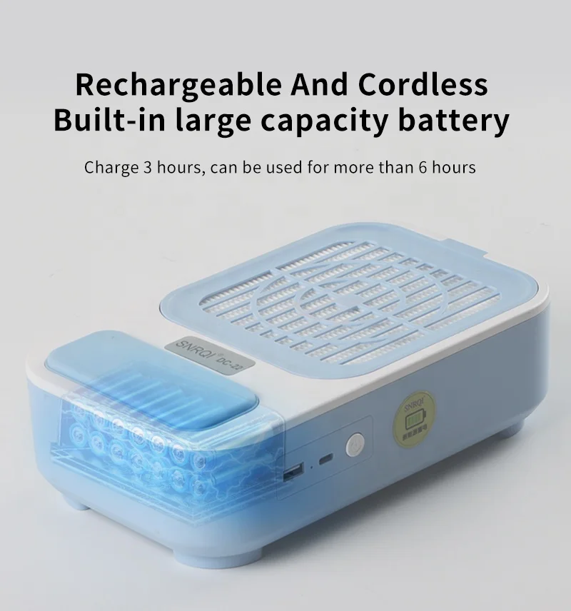 High Quality Nail Dust Vacuum Cleaner 60W Strong Suction Built-In Battery Low Noise Fine Mesh Filter Dust Collector Nail
