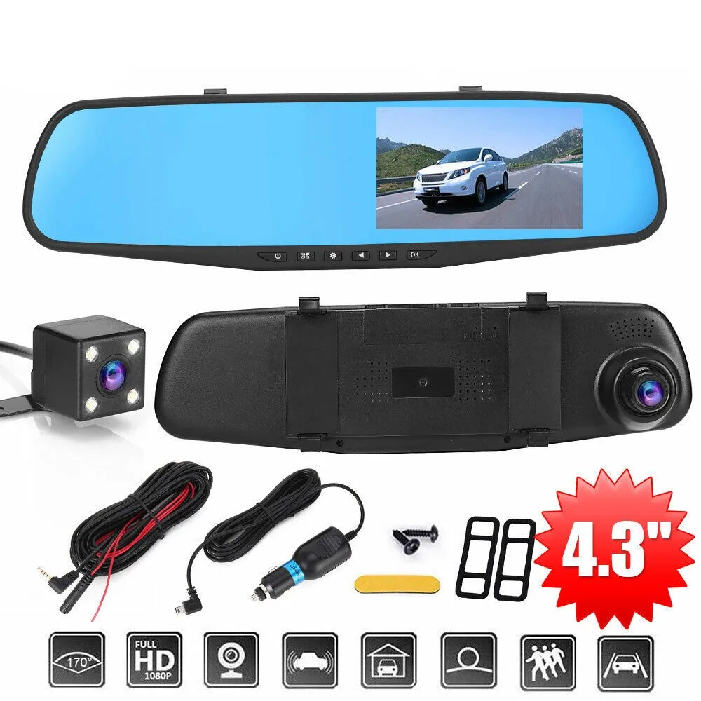 Top selling Car video driving recorder 1080p hd dual camera car dvr 4.3 inch dash cam car black box