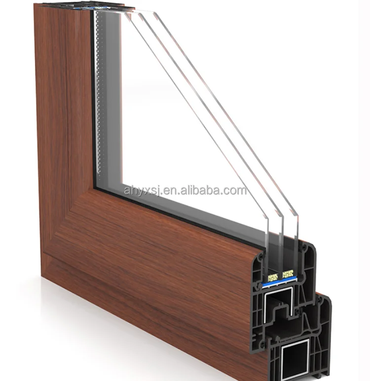 Personalized Triple/ Double Pane Glass Hurricane Impact Pvc Wooden Grain Windows China Factory Prices