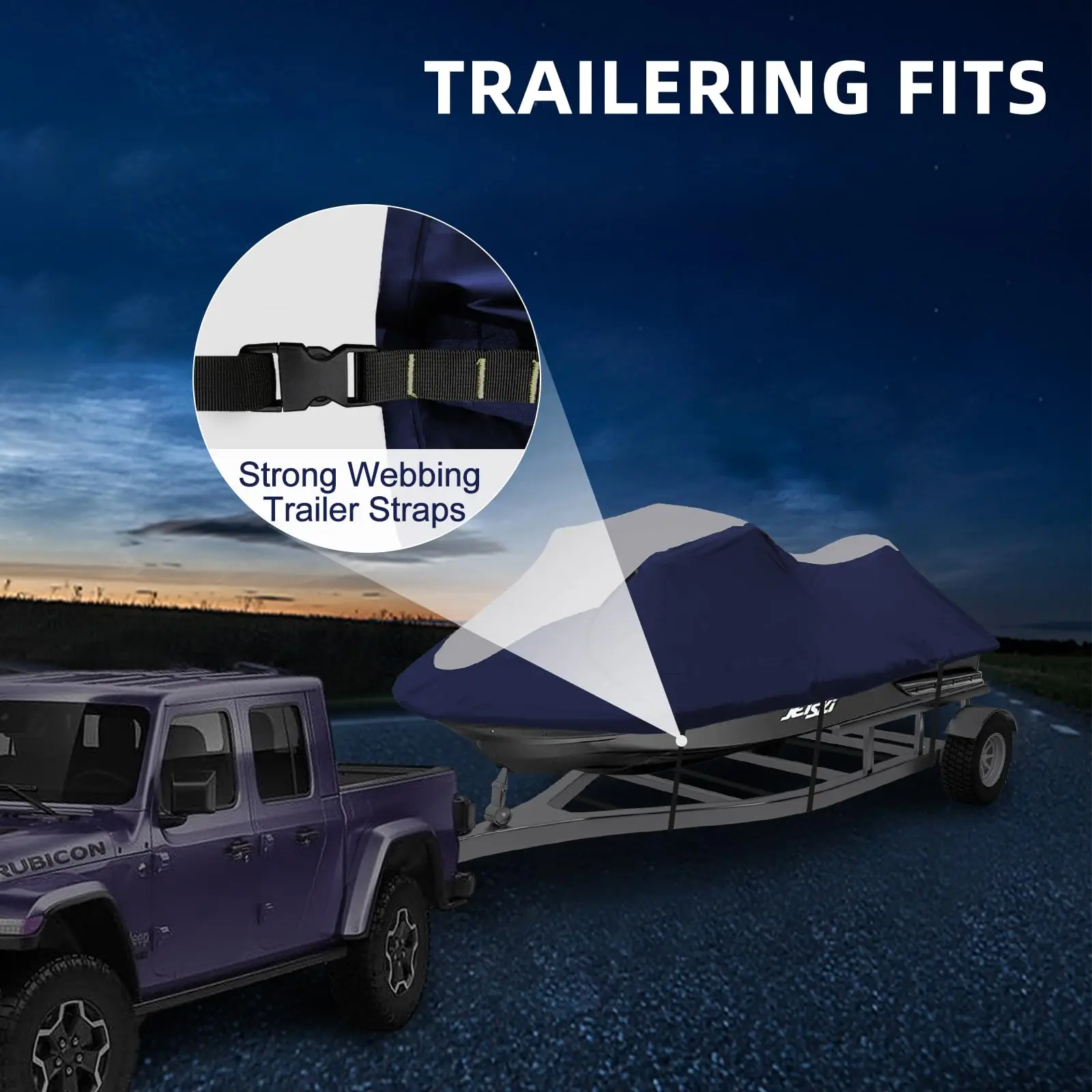 Outdoor Gray and Navy Blue Jet Ski Cover Waterproof and UV Resistant Motorboat Cover