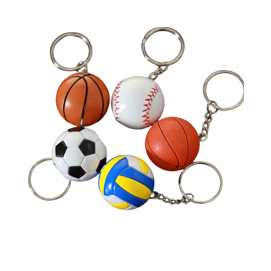 Custom Souvenirs Gift Plastic Ball Keychain Non Deformable Volleyball Basketball Soccer Ball Keychain With Logo Custom