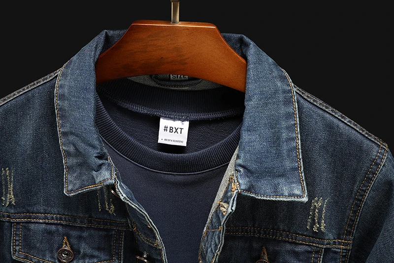 
2020 trendy new custom jean striped jackets style all match casual blue jeans jackets hot sales custom men jackets 