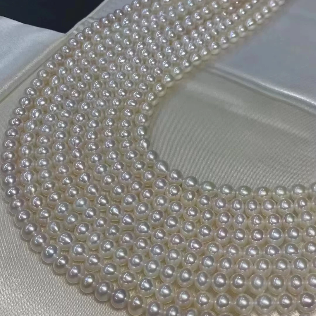 6.5-7mm Pearl Necklace for Men and Women 925 Silver Natural Near Round Freshwater Pearl Necklace Pearl Necklace Gift