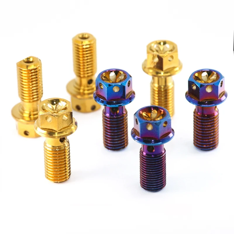High strength GR5 titanium alloy bolt GR5 blue  Titanium single double banjo bolt for Motorcycle