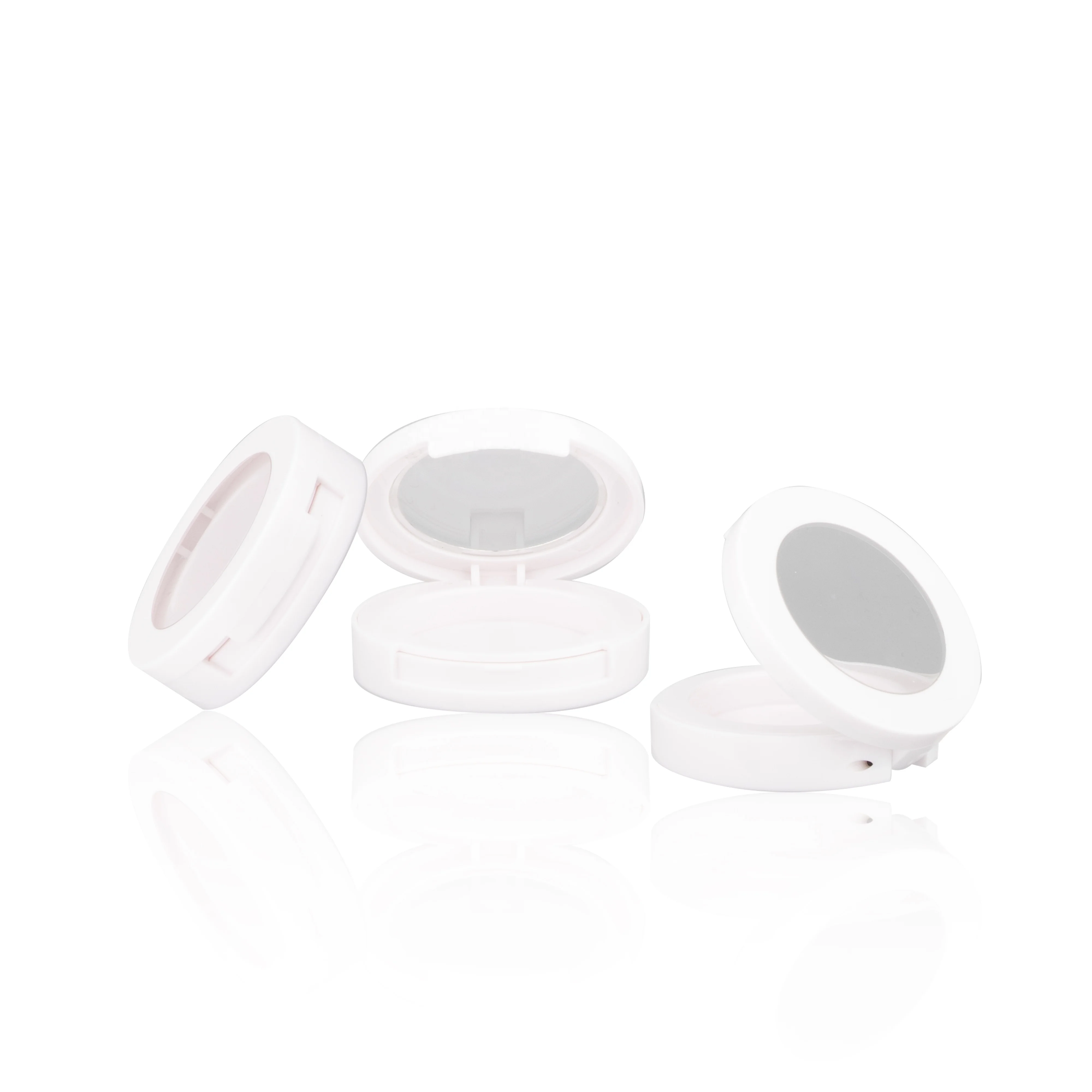 High Quality Cosmetic Container One Color Eyeshadow Palette Custom White Plastic Oval Makeup Blusher Powder Case Clear Cover Top