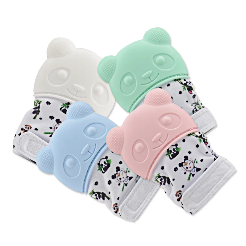 Baby Teething Panda Self-Soothing Pain Relief Stimulating Teether Toy Prevent Scratches Protection Mittens