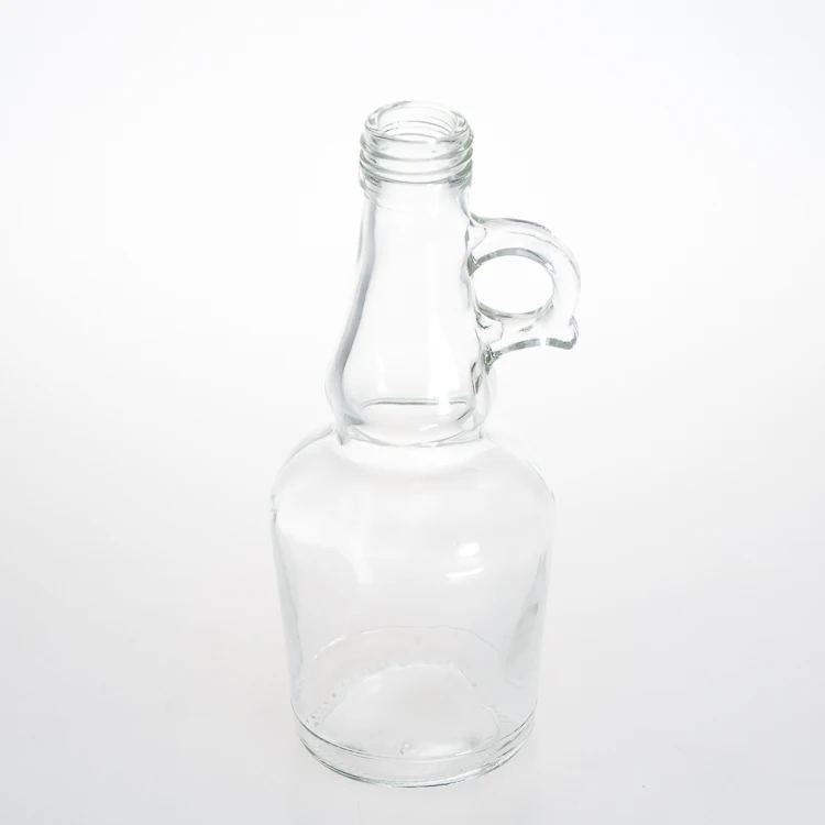 Whisky Brandy Packaging Clear 250ml California Type Empty Wine Spirit Glass Bottle with Handle