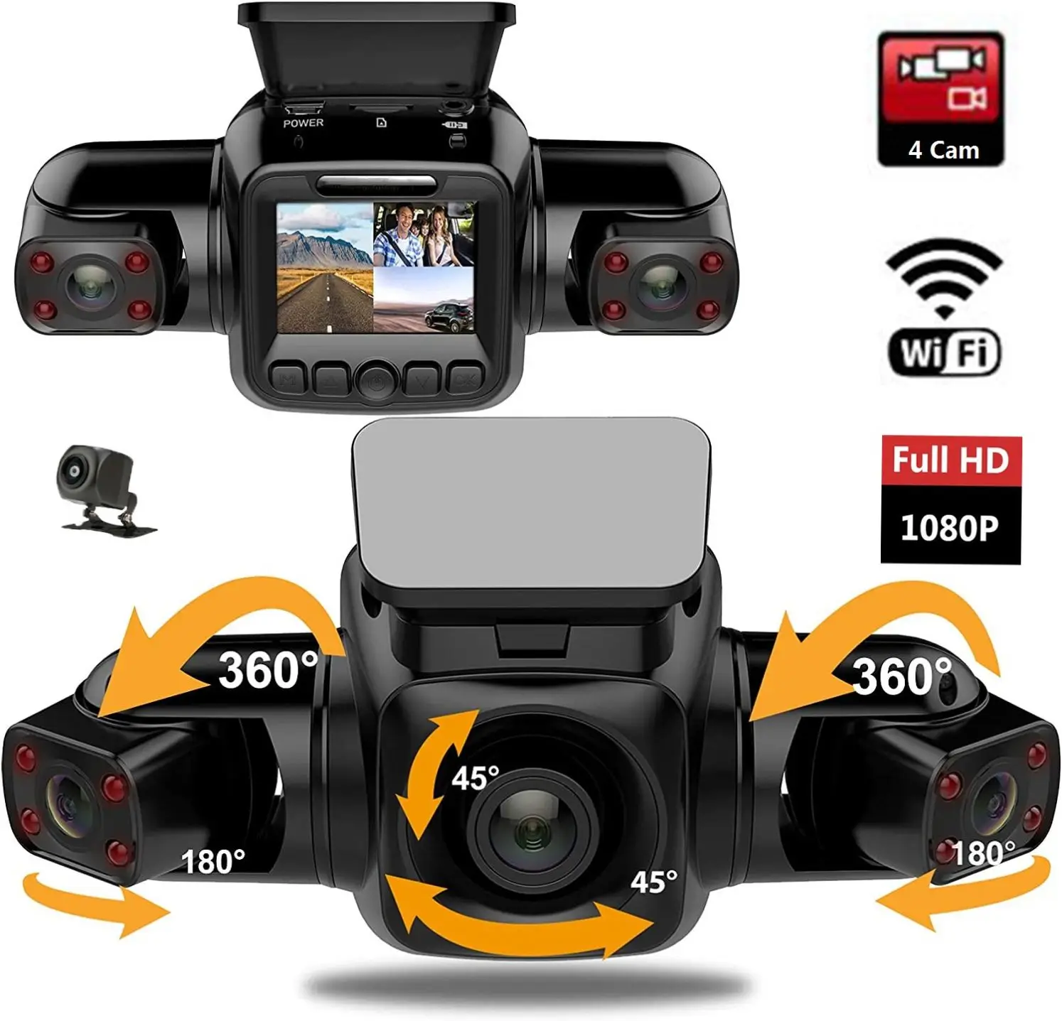 4 Camera 1080P Car DVR with WiFi GPS Night Vision Dual Lens Dash Cam 3 Channel HD IP Screen Car Camcorder