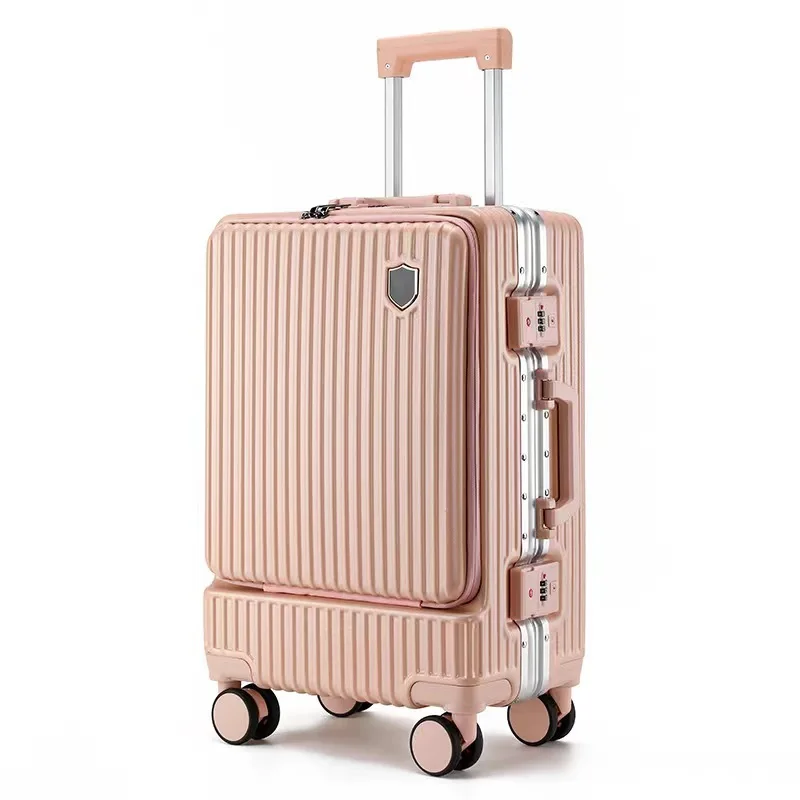 Carry On Luggage with USB Charging Hard side Suitcase with Front Pocketlaptop cabin Spinner Luggages aluminum silent wheel