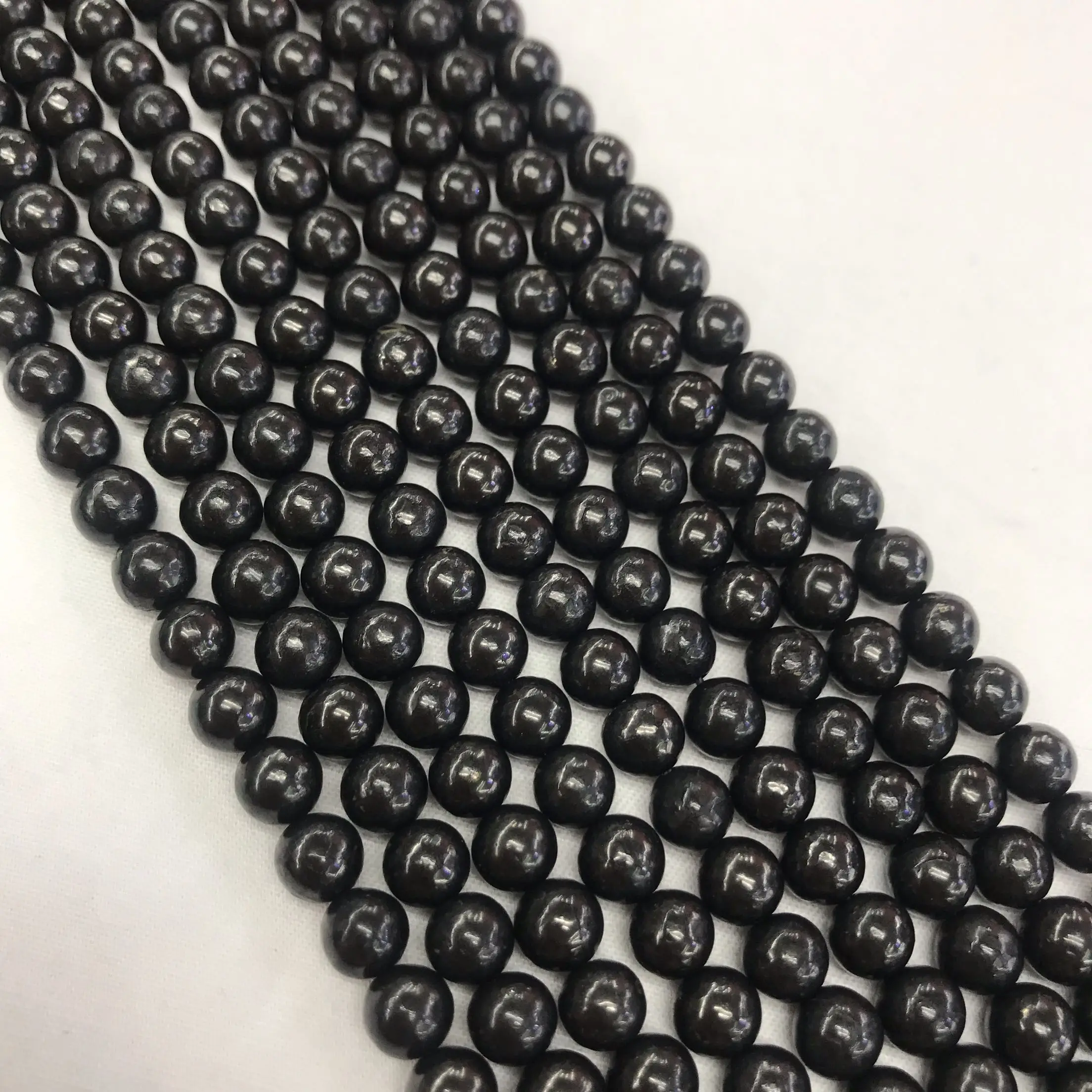 6mm round natural black Russian shungite loose stone beads