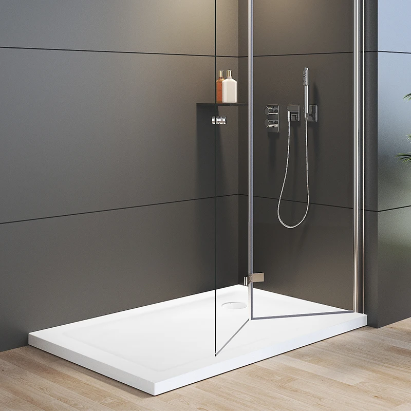 Polymable America High-Class Customizable OEM Logo Fiberglass Shower Tray with Drain Bathroom Customizable Tray Mould