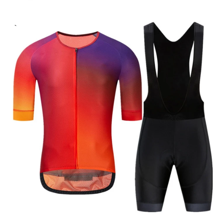 Wholesale Blank cycling jersey Short Sleeves Sets Custom Mens Cycling Apparel Bike Clothing Cycling Jersey No Collar