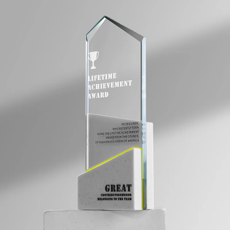 Creative Marble Personalized Customized Medal Excellent Employee Authorized Brand Award Annual Conference Crystal Trophy