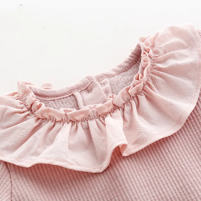 PHB 30247 ruffle collar plain design baby kids girl long sleeve shirt