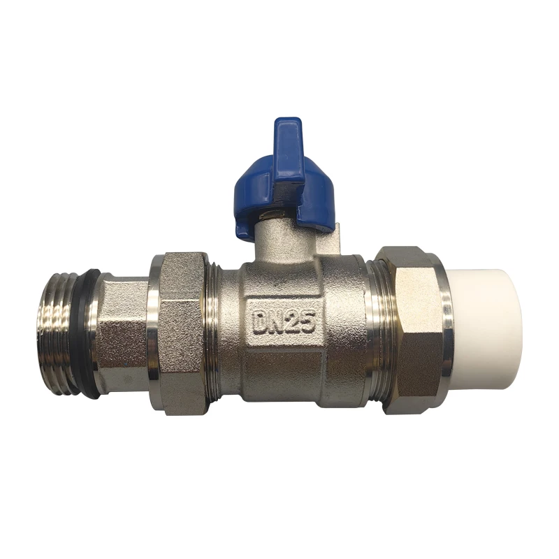Brass ball valve , butterfly handle DN25 Union PPR ball valve Water flow control valve