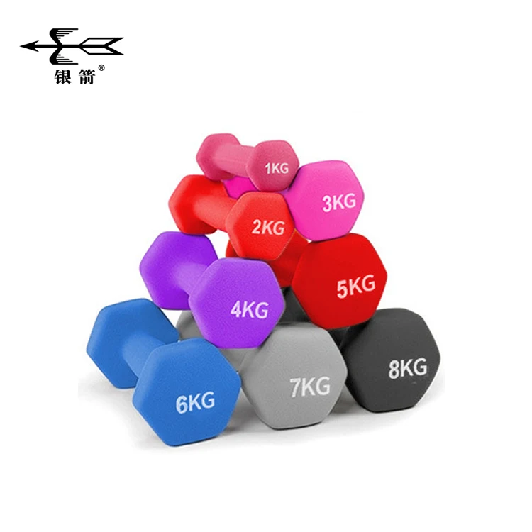 Fitness Custom Color 1kg 3kg 5kg 10kg Vinyl Dumbbell Weights Aerobic Gym Women Kid Hex Neoprene Dumbbell Set