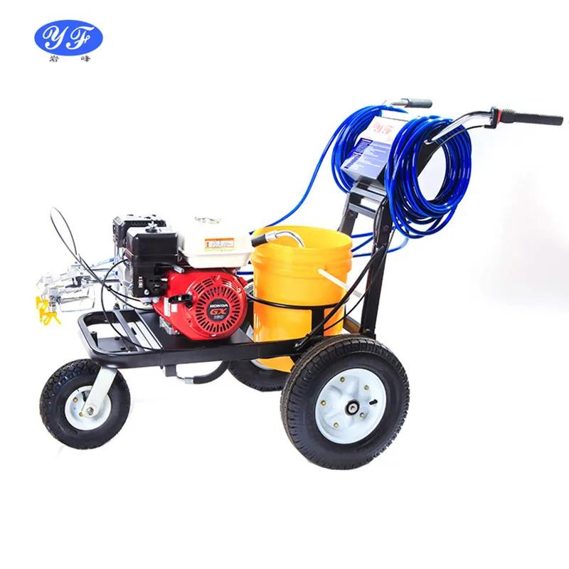 
cold paint road marking machine, also called line marker, is for low traffic flow places, like the parking lots etc. 